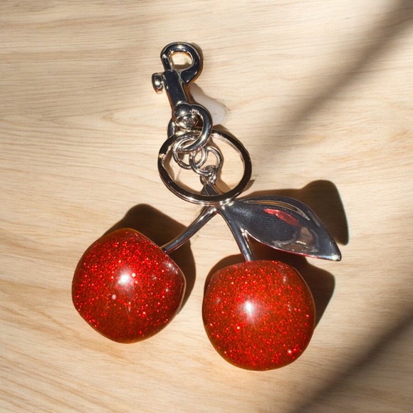 Source Unknown Accessories - Red Cherry Keychain/Bag Charm with silver stem NWT